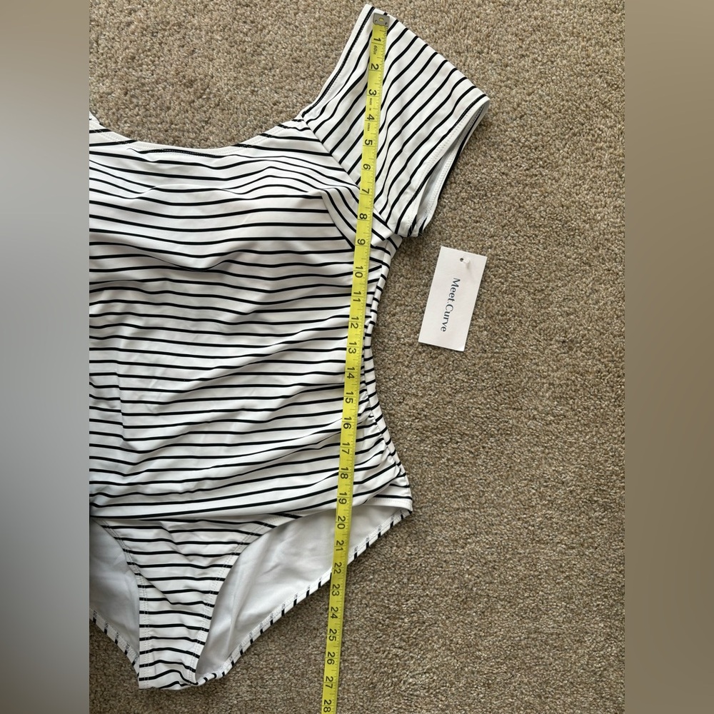 NWT MEET CURVE Black and White Stripes One Piece Swimsuit Size XL - Picture 7 of 8